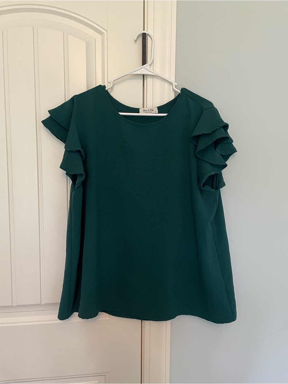 Emerald Ruffle Sleeve Women’s Top